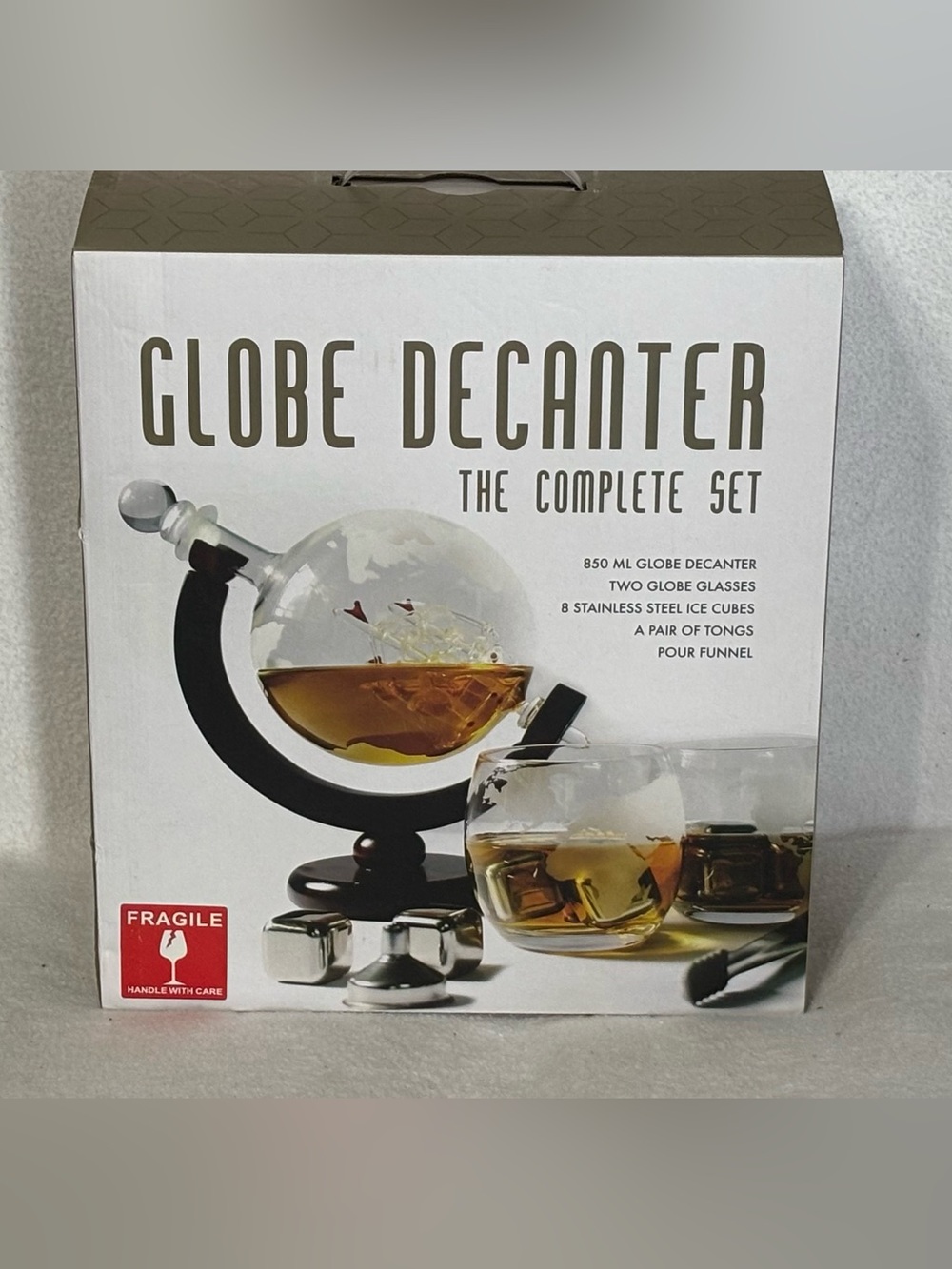 Globe Glass Globe Decanter Set with Black Stand